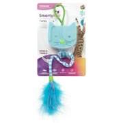 SmartyKat Twirly Tail Hanging Electronic Teaser Cat Toy with Feathers & Raffia