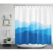 HVEST Mountain Shower Curtain Abstract Line Mountains Shower Curtain with Hooks Set for Bathroom Decor,Blue Polyester Waterproof Fabric Bath Accessories,72X78 Inches