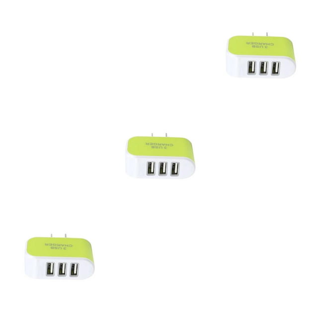crativent Wall Charger 3 Port Universal Lightweight Compact USB Power Adapter Phone Charging Cell Cameras MP3 Gift Mobile Green 3Set