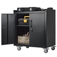 thumbnail image 1 of Armoire de Rangement en Métal, Armoire Noire Verrouillable avec Tablette Ajustable et 2 Portes, Armoire à Outils en Acier Verrouillable avec Roues, Armoire de Rangement de Garage pour Bureau à Domicile, 1 of 7