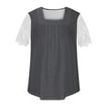 thumbnail image 3 of Plebaso Womens Tops Trendy Lace Short Sleeve Pleated Square Neck Tunic Top Casual Dressy Blouse for Women, 3 of 6