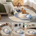 thumbnail image 6 of Retro Ocean Shell Round Living Room Rugs 8 ft, Summer Beach Wave Washable Large Area Rug with Non-Slip Sturdy Edge Binding Round Carpet for Dining Room Kitchen Office, 6 of 9