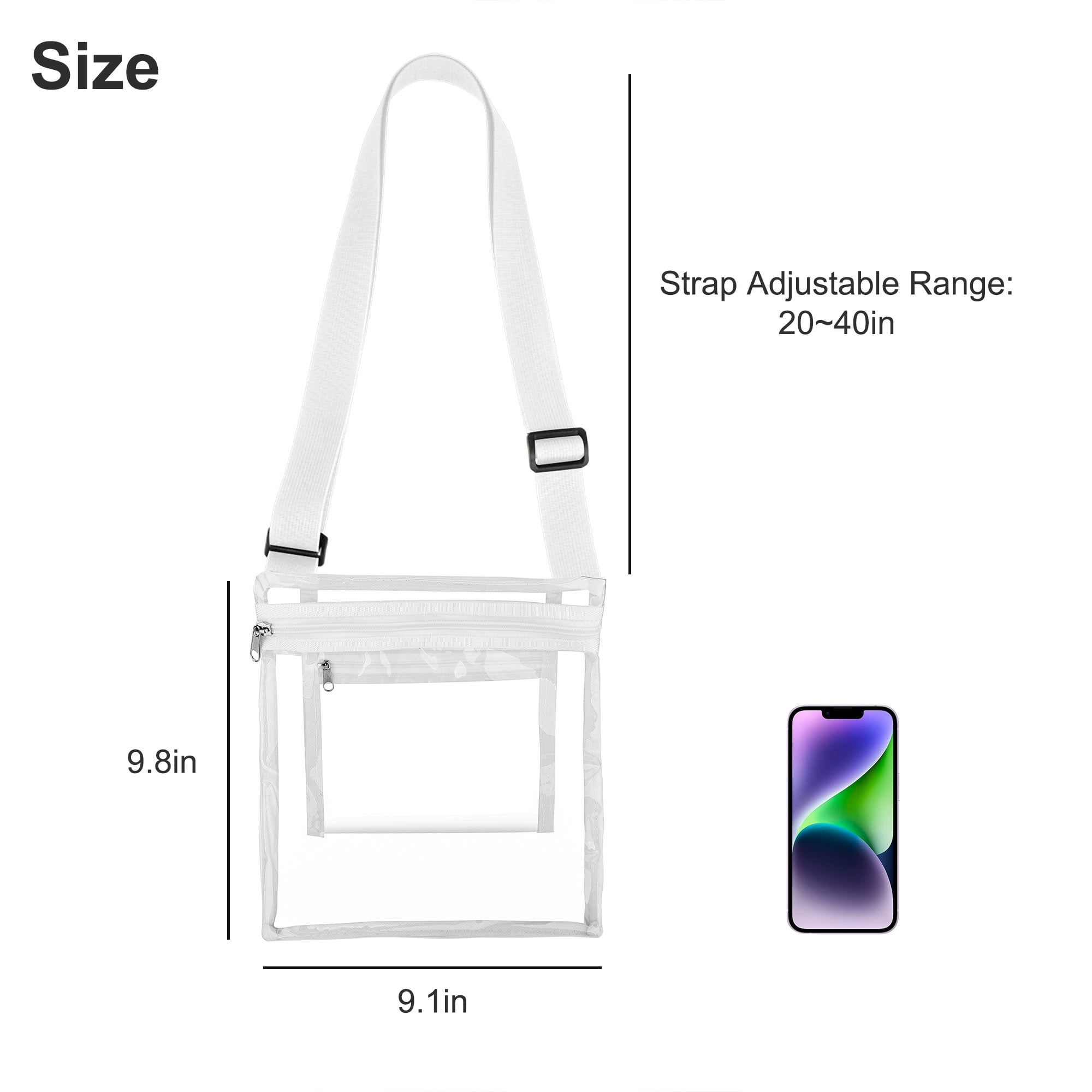gdbis Clear Crossbody Purse Bag, Stadium Approved Gym Clear Messenger  HandBag with Removable Shoulder Strap for Women