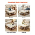 thumbnail image 4 of VEVOE Large Square Ottoman Coffee Table, 34.5 Inch Tufted Coffee Table with Solid Wood Shelf Storage, Linen Solid Upholstered Footrest Ottoman for Bedroom Living Room, 400 LBS, Off-White, 4 of 9