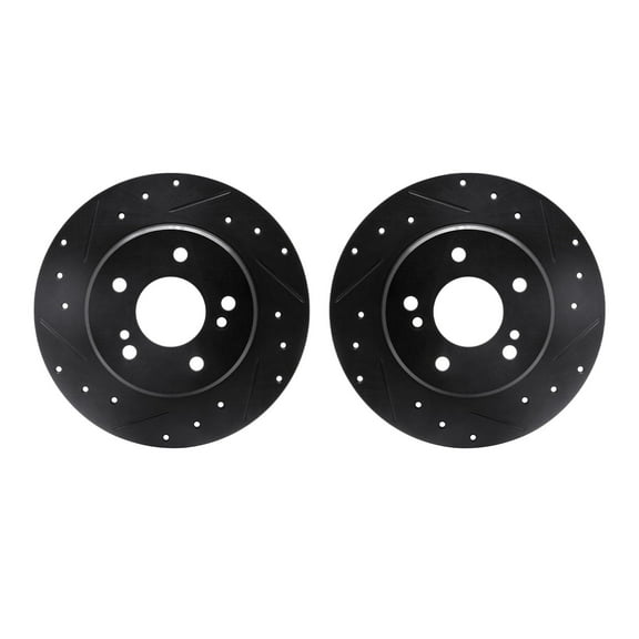 Dynamic Friction Company Rear Brake Rotors-Drilled and Slotted-Black 8002-63080