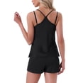 thumbnail image 3 of INSPIRE CHIC Womens Satin Short Loungewear Sets Dual Straps Sleeveless Racer Back Sexy Silky Cami Pajama Sets 2 Pcs XL Black, 3 of 6