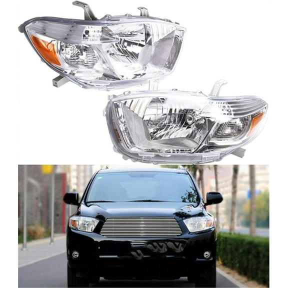 waltyotur Headlight Assembly Halogen Headlamp Pair Replacement for Highlander 2008 2009 2010 Driver & Passenger Side