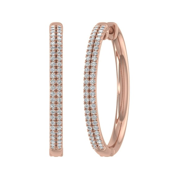 1/2 Carat Diamond Hoop Earrings in 14K Rose Gold (SI1-SI2 Clarity)