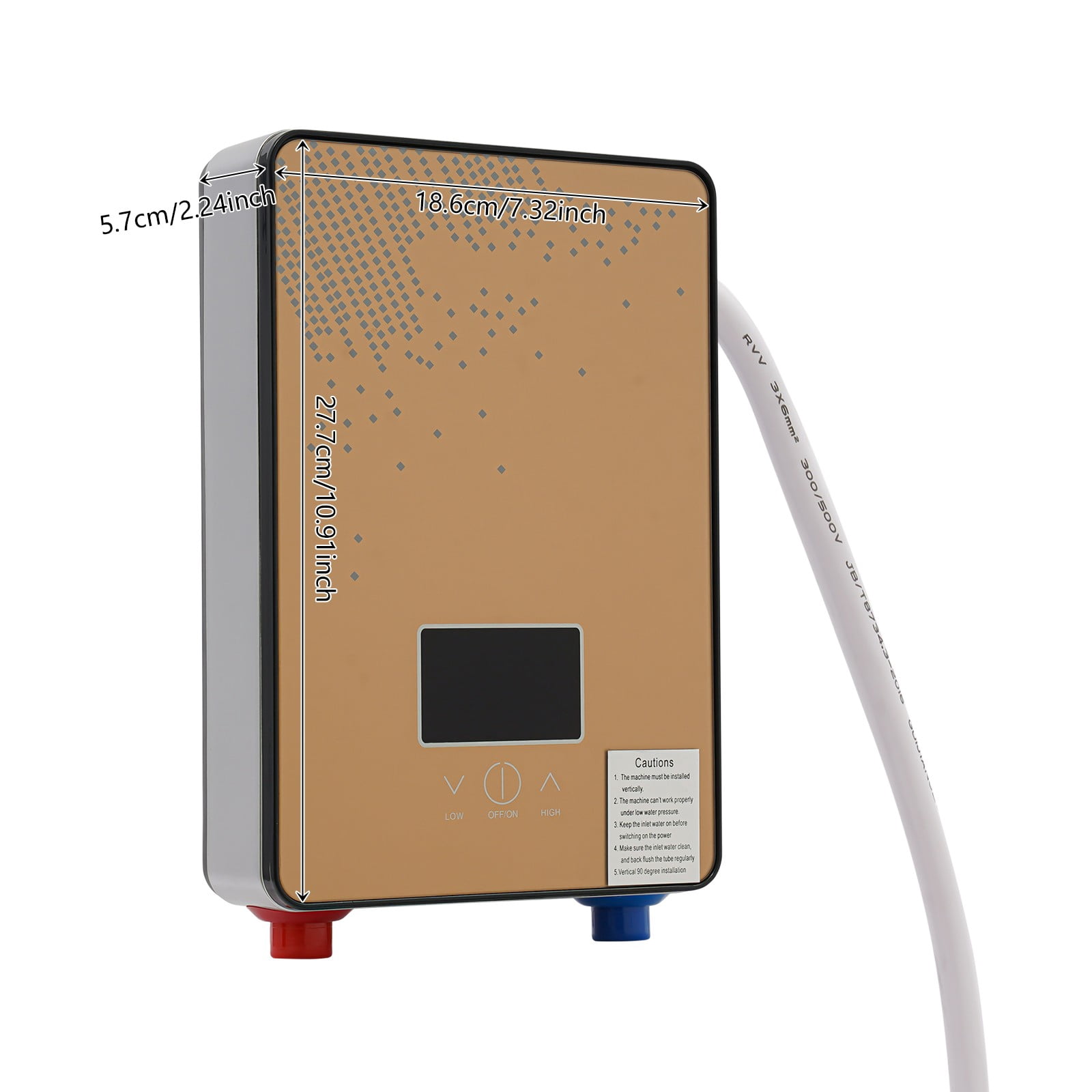 Tankless Electric Water Heater 4500W Instant Hot Thermostat Water Heater with LED Display Shower Head 110V 86-131℉ Temperature Adjustable Water Heater for Kitchen Bathroom (Gold)