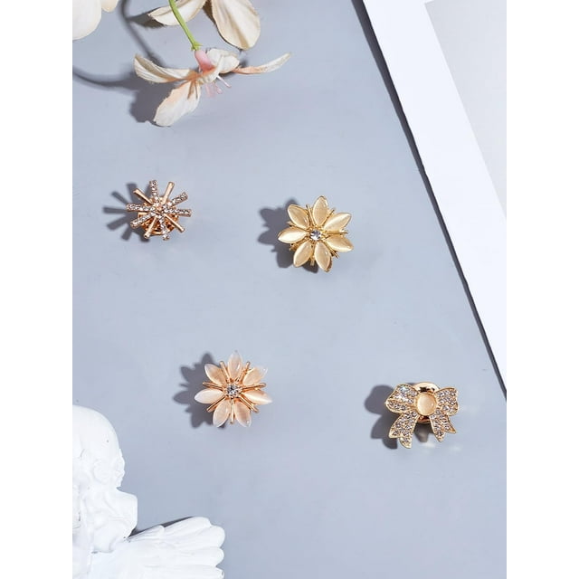 4 broches de aleación de diamantes de imitación, broches de seguridad de diamantes de imitación, alfileres decorativos