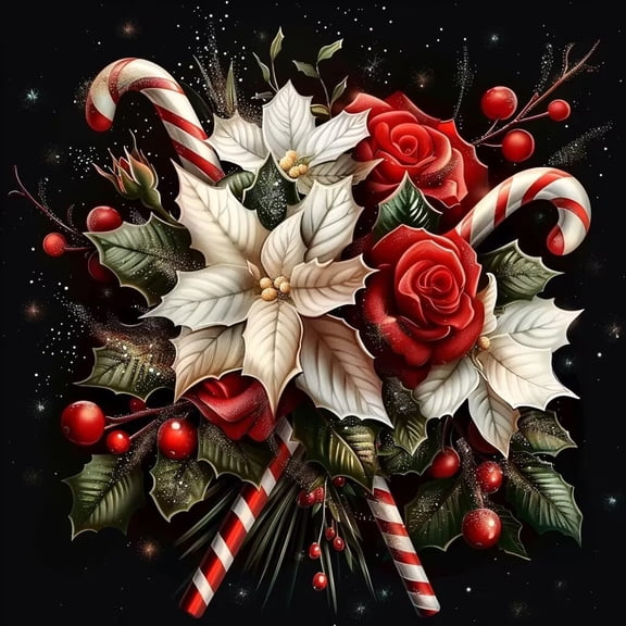 Christmas Candy Diamond Painting Kits for Adults,Flower 5D Diamond Art Kits for Beginners Christmas Full Drill Diamond Gem Art for Home Decor 12x12 Inch
