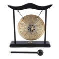 thumbnail image 1 of Desktop Gong - Feng Shui Brass Gong Desktop Ornament with Stand and Mallet, Delicate Chinese Home D, 1 of 5