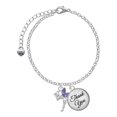 thumbnail image 1 of Delight Jewelry Silvertone Small Fairy with Purple Wings - Domed Thank You Charm Bracelet, 6"+2", 1 of 5