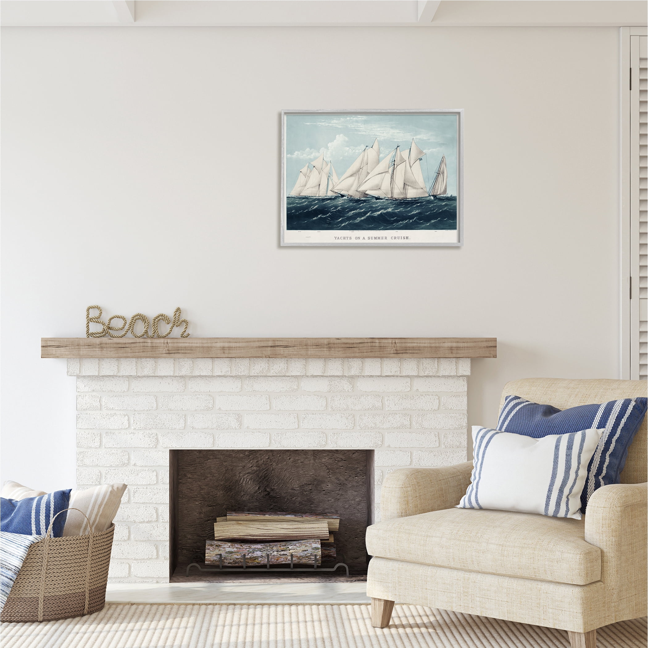 Stupell Industries Vintage Summertime Yachts Transportation Painting Gray Framed Art Print Wall Art, 30 x 24