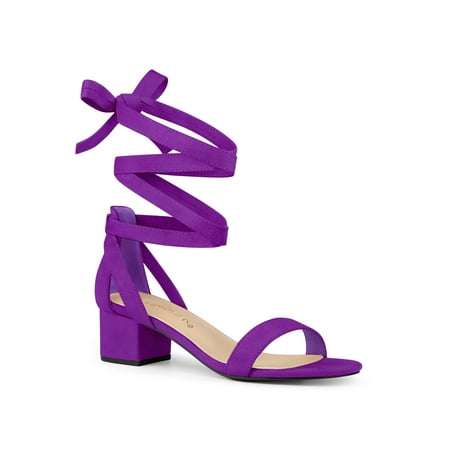 

Allegra K Women s Sandals Block Heels Opened Toe Lace up Dress Sandals