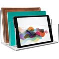 thumbnail image 1 of 26-27 ybox Acrylic File Holder, Clear File Sorter Desk File Organizer 3 Sections Office Desktop Rack 9" x 6.5" x 6.5, 1 of 1