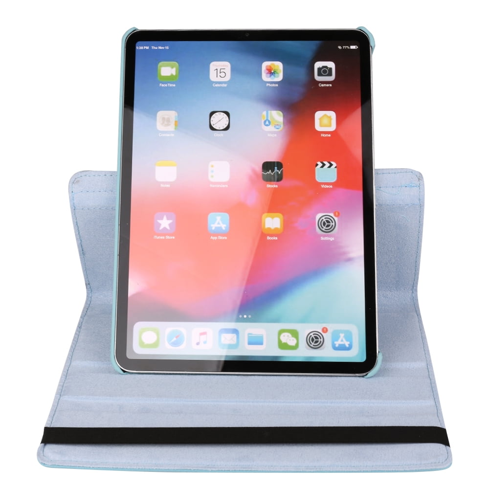 iPad Pro 11" Case - Vegan Leather Portfolio Case For Apple iPad Pro 2018 With Folding Auto Sleep / Wake Cover And Built-In Multi-Angle Stand (Aqua)