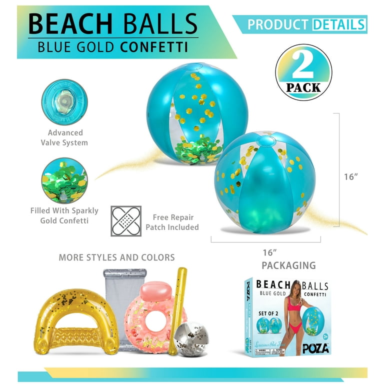 Teal Clear Beach Balls TURNMEON Pack Inflatable Beach Ball 20 Inch