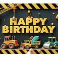 thumbnail image 4 of Construction Theme Happy Birthday Banner Colorful Vehicles Design Party Backdrop for Kids Celebration Event Decoration, 4 of 8