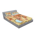 thumbnail image 2 of Ambesonne Cartoon Fitted Sheet & Pillow Sham Set, Treasure Map Adventure, Queen, Cream Pink Blue, 2 of 2