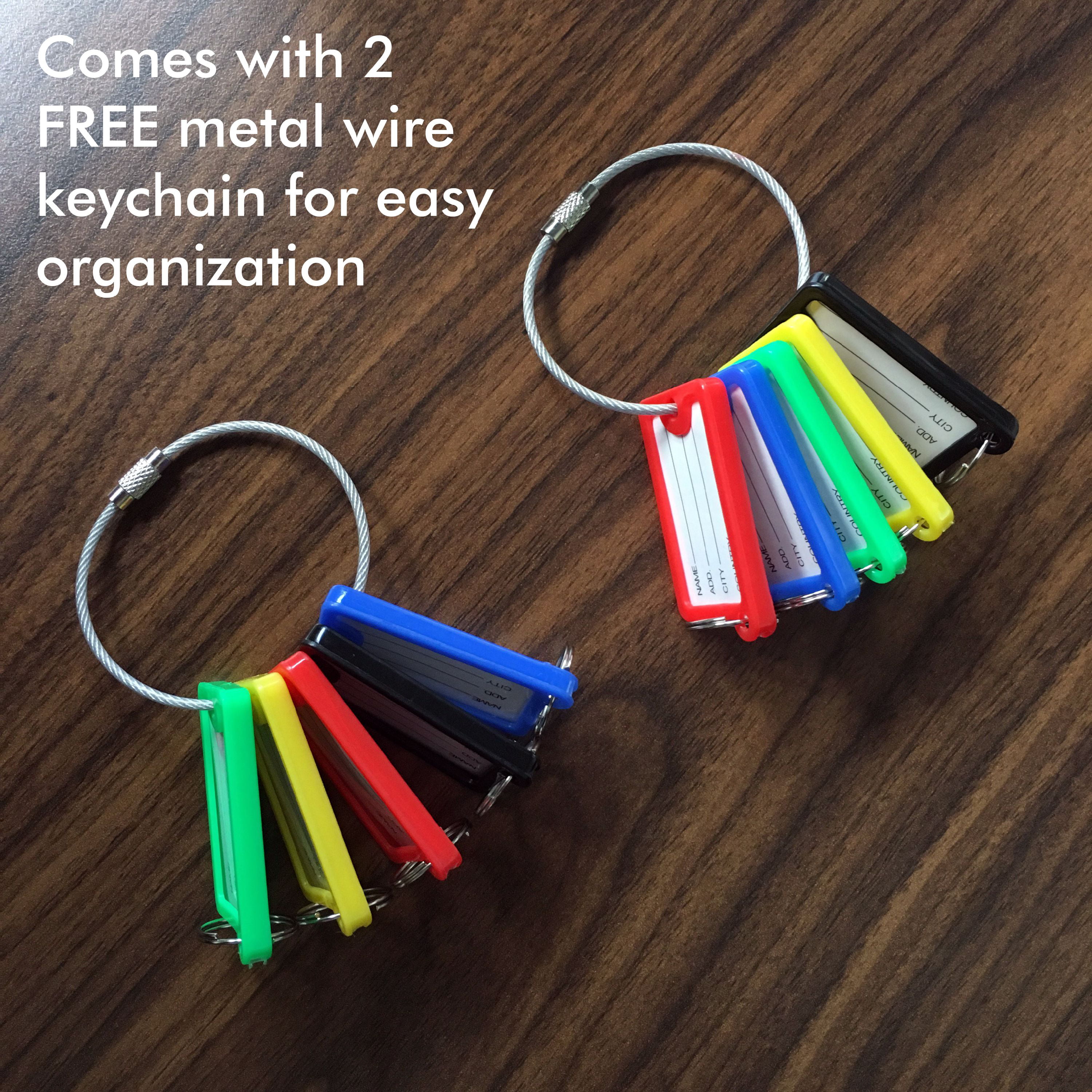 Assorted Details about   Uniclife 40 Pack Tough Plastic Key Tags with Split Ring Label Window 
