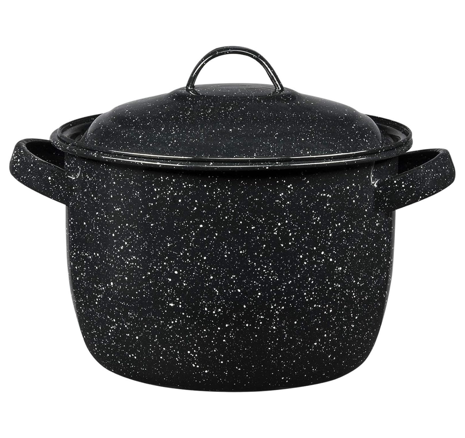 Drevy Enamel on Steel 4-Quart Bean/Stock Pot with lid, Speckled Black