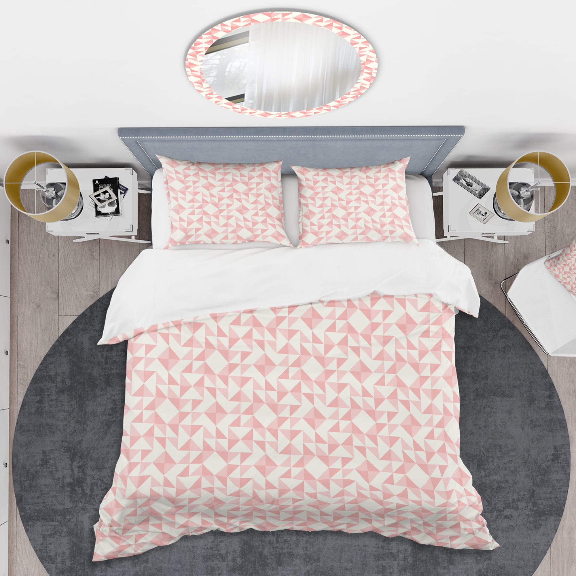 Designart 'Abstract geometric pattern, patchwork quilting' Mid-Century Modern Duvet Cover Set
