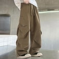 thumbnail image 6 of HAiming Boys Sweatpants Straight Wide Leg Pants Elastic Drawstring Waist Pleated Trouser with Pockets, 6 of 6