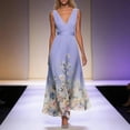 thumbnail image 2 of SONXAHE Women's Floral Print Maxi Dress Sleeveless Deep V-Neck Waisted Flowy Formal Evening Party Gown, 2 of 4