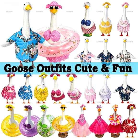 XIBUFE 23" Porch Goose Outfits, Summer Swimwear Style & Waterproof Hawaiian Porch Goose Costume, Garden and Patio Accessories, Outdoor Yard Holiday Decor, Fun Festive Goose Clothes by