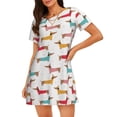 thumbnail image 4 of Salouo Dachshund Dog Puppy Print Short Sleeve Sleepshirt for Womens Comfy Nightgown Scoopneck Cute Nightdress Ruffle -3X-Large, 4 of 7