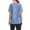 thumbnail image 5 of Scrub Tops Women Stretchy, Side Slit - Solid Color Short Sleeve Medical Uniform for Healthcare Professionals Lightweight Breathable V-Neck Nursing Top with Multi-Pocket Blue S, 5 of 5
