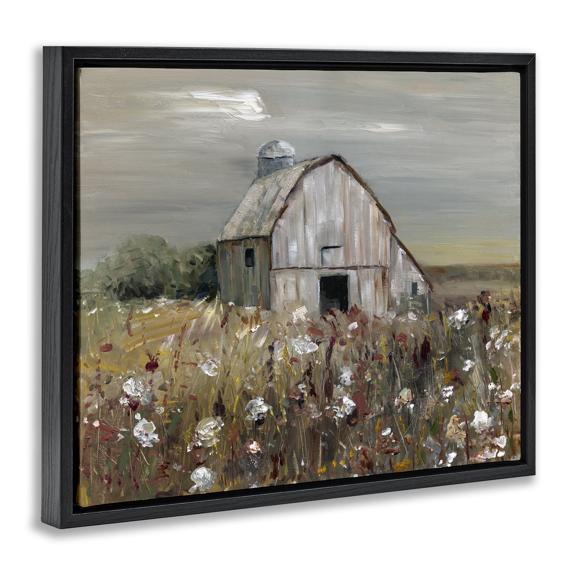 Stupell Industries Natural Farm Landscape Landscape & Nature Painting Black Floater Framed Canvas Art Print Wall Art, 31 x 25