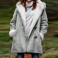 thumbnail image 2 of Juebong Faux Suede Fleece Jacket Women Horn Button Hooded Coats Fuzzy Sherpa Lined Jackets Casual Warm Winter Coat Outwear Gray,XL, 2 of 8