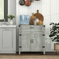 thumbnail image 3 of DUOSONG Homcom Sideboard Buffet Cabinet With Storage Drawer, Modern Farmhouse Kitchen Cabinet With 2 Barn Doors, Coffee Bar Cabinet, Gray Stone Gray Particle Board Dining Servers, Sideboards & Buffets, 3 of 3