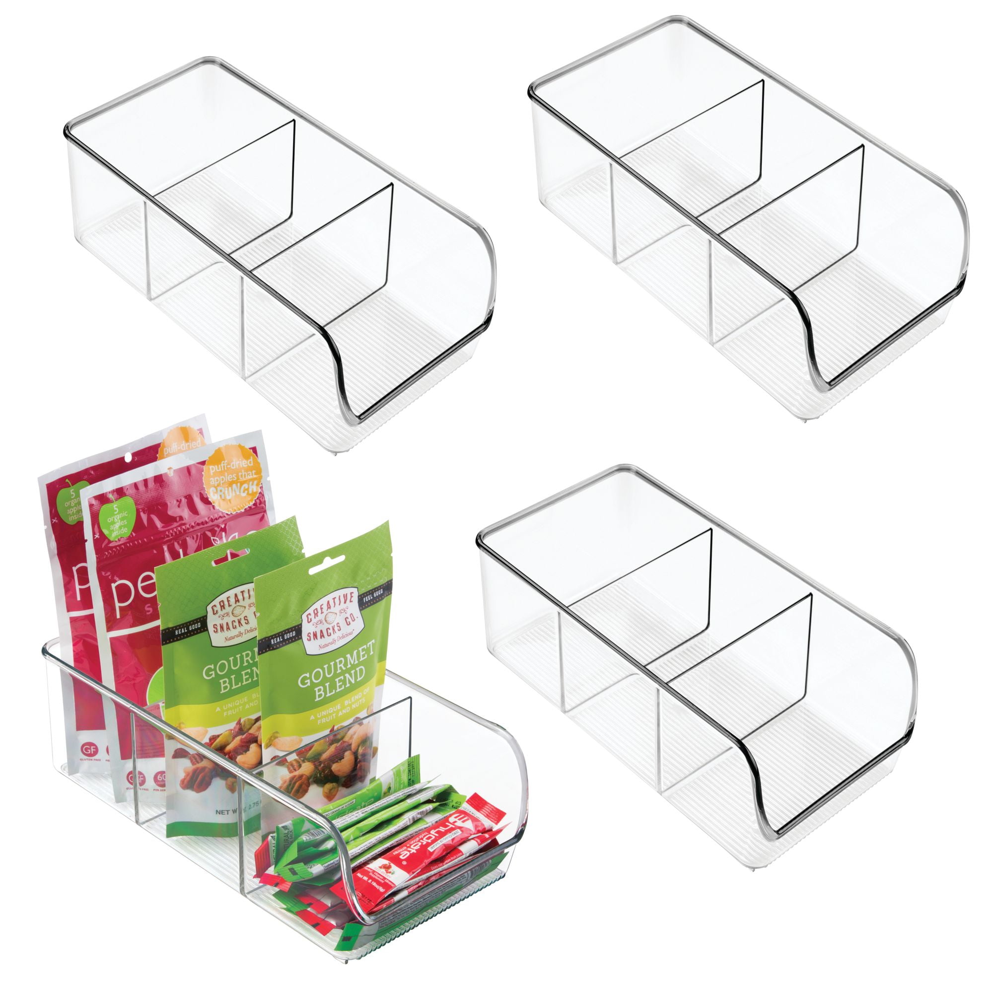 mDesign Plastic Food Packet Kitchen Storage Organizer Bin Caddy, 4 Pack
