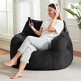 thumbnail image 3 of Bean Bag Chair for Adult Small Bean Bag Chairs with  Furry Beanbag Chair with  Filler Stuffed Bean Bag Sofa for Reading in   Room and Dorms (Black), 3 of 6