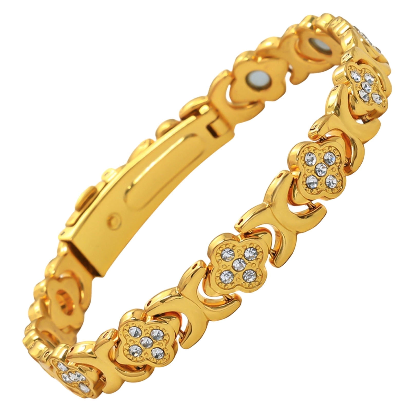 Pure Copper Bracelets for Women, Ultra Strength Magnetic Bracelet Neodymium Magnets & Sparkling Cubic Zirconia, Adjustable