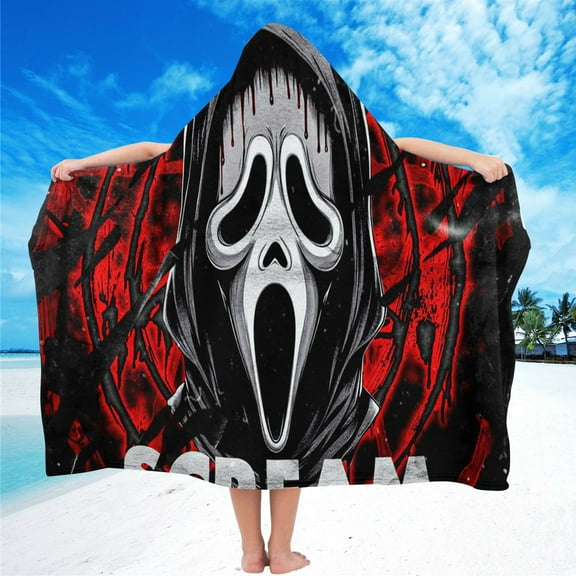 Scream Movie Hooded Kids Beach Towels Bath Hat Toddler Microfiber Swim Cover-ups Poncho Absorbent Pool Wrap