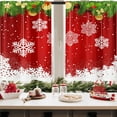 thumbnail image 3 of Christmas Snowflakes Kitchen Curtains Winter Window Curtains Over Sink Set of 2, Pine Tree Balls Rod Pocket Short Tier Curtains for Kitchen, Red Christmas Small Kitchen Decor (27.5x36 Inch), 3 of 6