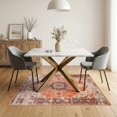 thumbnail image 3 of ODIKA 5'x7' Washable Area Rug Orange Fall Vintage Boho Farmhouse Terracotta Medallion with Distressed Floral for Dining Room, Under Table, Home Office, Non-Slip Chair-Friendly, 3 of 7