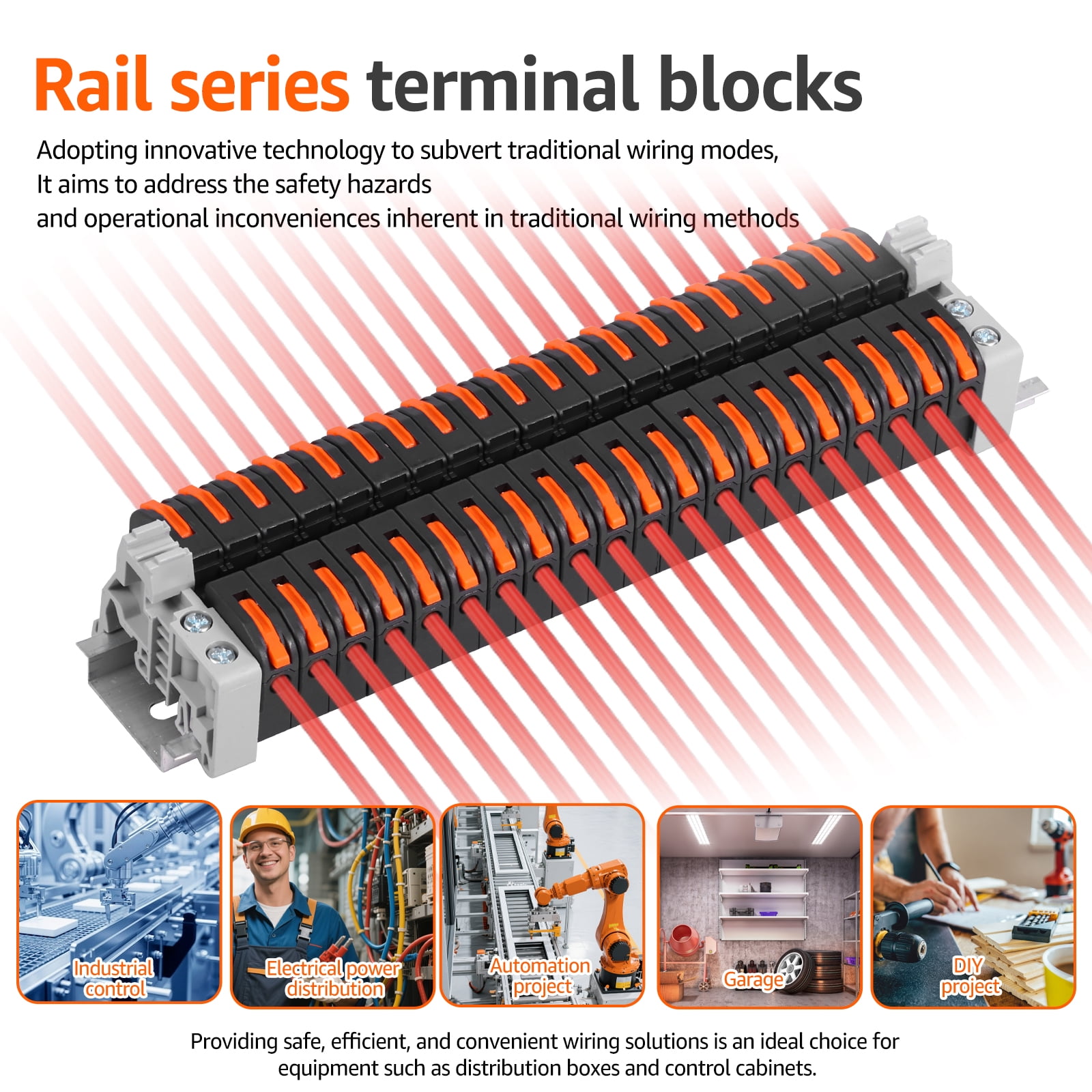 AEVXKHI Pack of 80 DIN Rail Terminal 28-12AWG PCT-211 DIN Rail Terminal with Connection Bar Number Marking Strip and Screw for Automation Project DIY Project