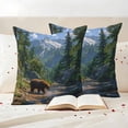 thumbnail image 3 of Forests Bears Outdoor Waterproof Pillow Covers, Modern Art Mountain Animals Watercolor Decorative Square Throw Pillowcase Sofa Cushion Sham for Patio/Couch/Chair, 16"x16" 2 Pack, 3 of 8