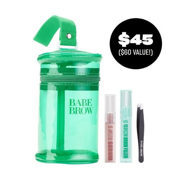 Babe Original AM/PM Brow Set Brow Serum, Brow Filler and Tweezer Kit