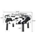 thumbnail image 5 of Gewnee 27.56”Round Ottoman,Faux Rabbit Fur Cushioned Stool,Solid Wood Legs,Home Office Multi-Functional Leisure Ottoman.(Cow Color), 5 of 10