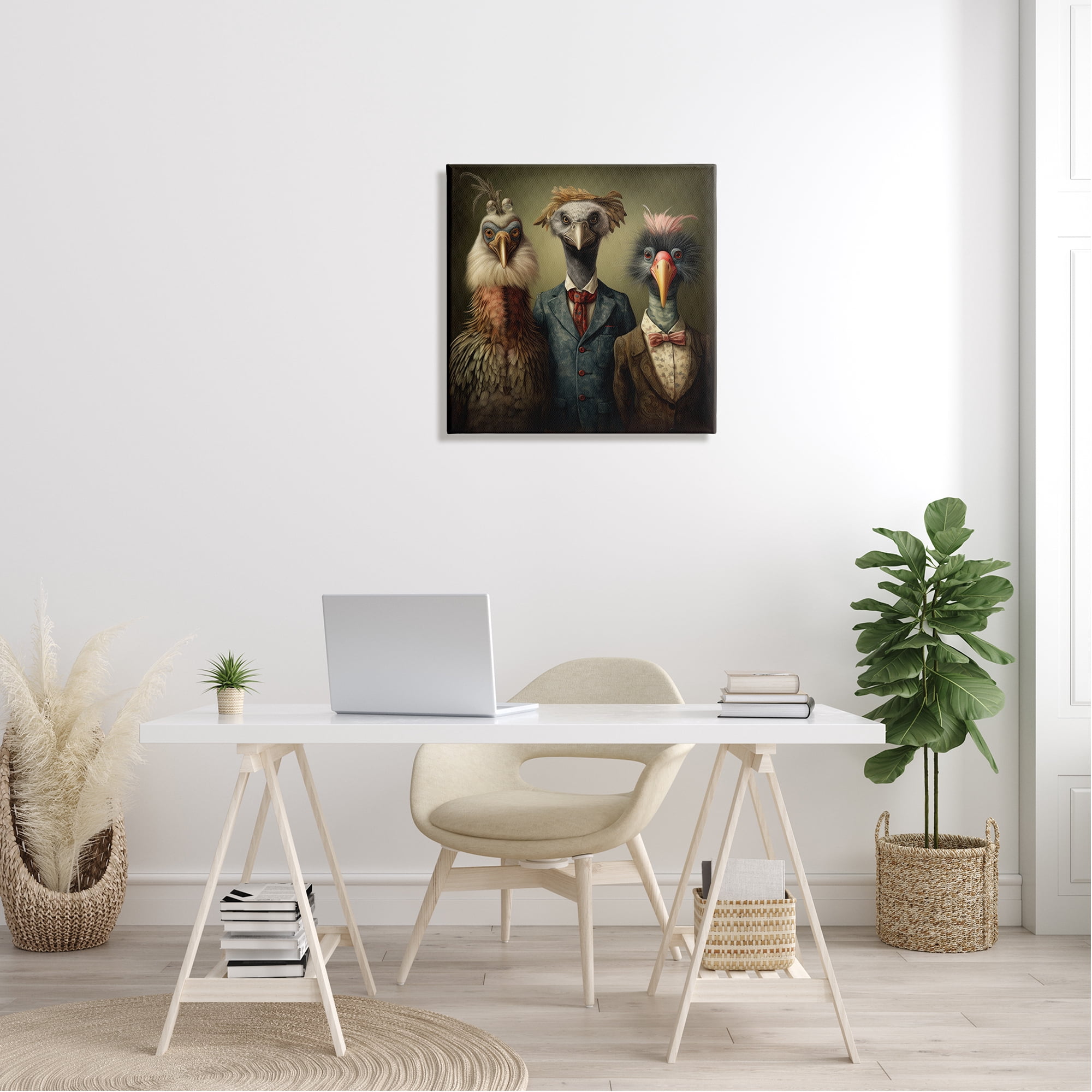 Stupell Industries Birds in Fancy Suits Animals & Insects Painting Gallery Wrapped Canvas Art Print Wall Art, 24 x 24