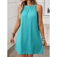 thumbnail image 5 of Women Halter Neck A Line Dress Solid Color Sleeveless Loose Fit Casual Wear Mid Length, 5 of 8