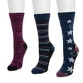 thumbnail image 3 of MUK LUKS Women's 3 Pack Cotton Compression Rib Crew Socks, 3 of 4