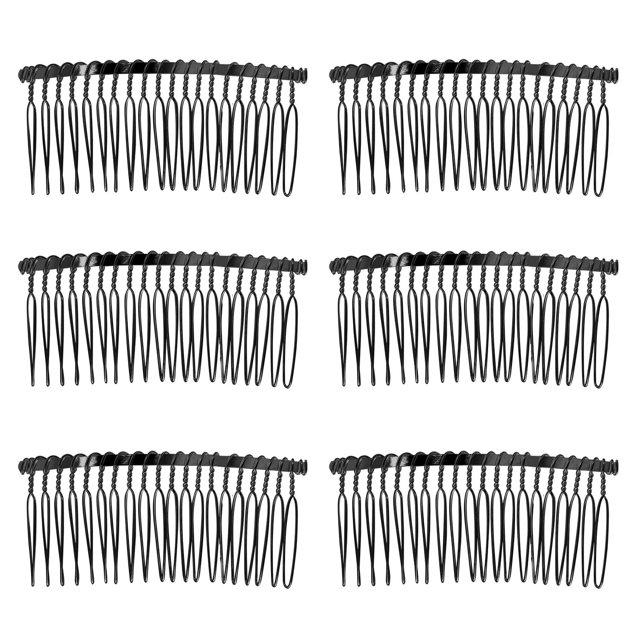 Senkary 10 peines para el pelo con clip de alambre de metal, peines para velo de novia (20 dientes negros)