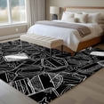 thumbnail image 5 of 5x7 Washable Area Rug, Abstract Art Non-Slip Large Rectangle Rug for Living Room Bedroom, Travelling Lines Postmarks Black Background Indoor Floor Mat for Home Decor, 5 of 9